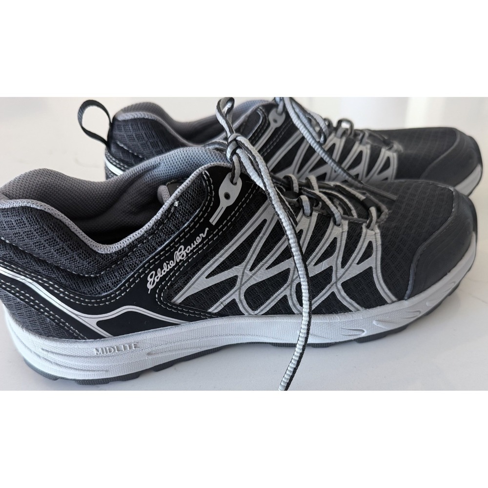 Eddie Bauer Womens Motion Running Shoes Black 6020485 Stripe Lace Up Mesh 8m‎